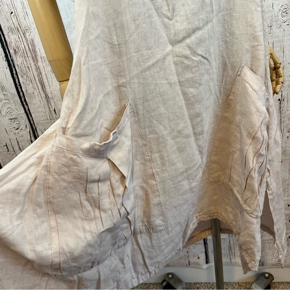 Lin Bohème Linen Lagenlook Jumper Smock Apron Pinafore Tunic Dress Oversized O/S - Picture 4 of 16